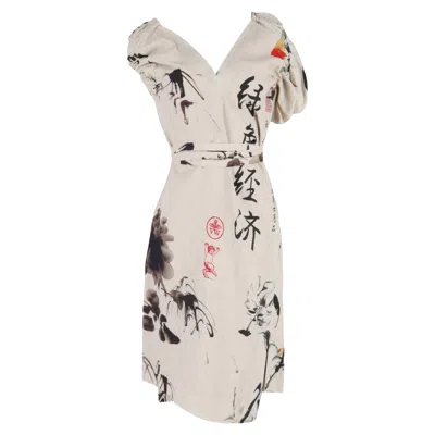 Vivienne Westwood Gabriella Dress Chinese Peony Print In White Linen