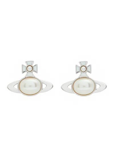 Vivienne Westwood Gaby Orb Faux Pearl-embellished Stud Earrings In Silver