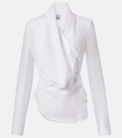 Vivienne Westwood Galatea Draped Cotton And Silk Shirt In White