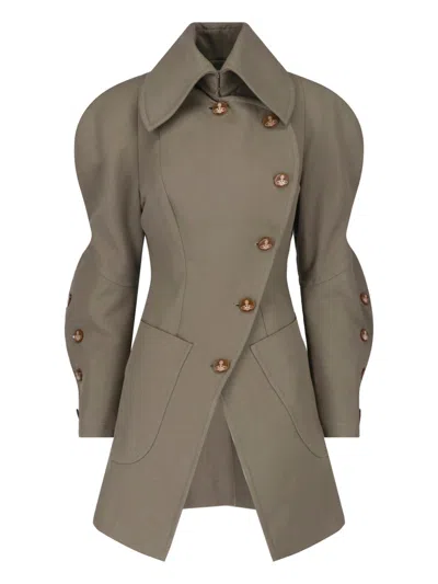 Vivienne Westwood Gale Taupe Wide Collar Cotton-blend Jacket In Brown