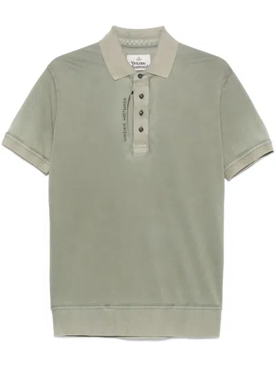 Vivienne Westwood Garment-dyed Piqué Polo Shirt In Green