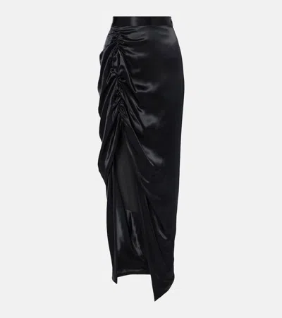 Vivienne Westwood Gathered Satin Midi Skirt In Black