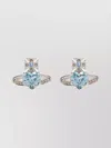Vivienne Westwood Gemstone Heart Stud Earrings With Crystal Embellishments In White