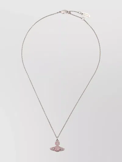 Vivienne Westwood Gemstone Pendant Chain Necklace Silver Finish In White
