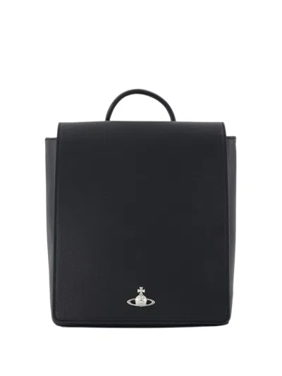 Vivienne Westwood Gene Daypack Leather Backpack In Black
