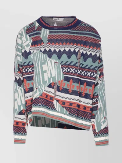 Vivienne Westwood Geometric Pattern Long Sleeve Knit Jumper In Blue