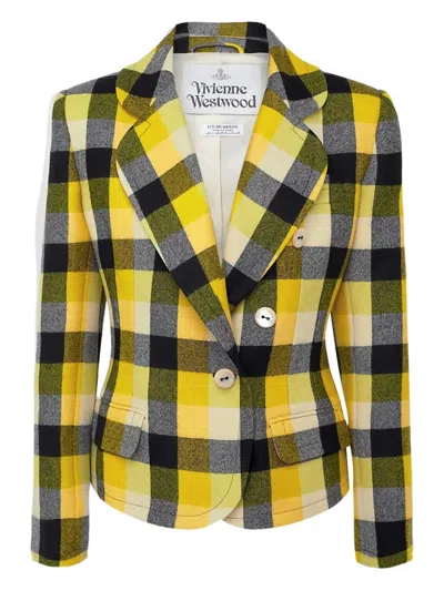 Vivienne Westwood Georgia Checked Double-breasted Blazer In Gold