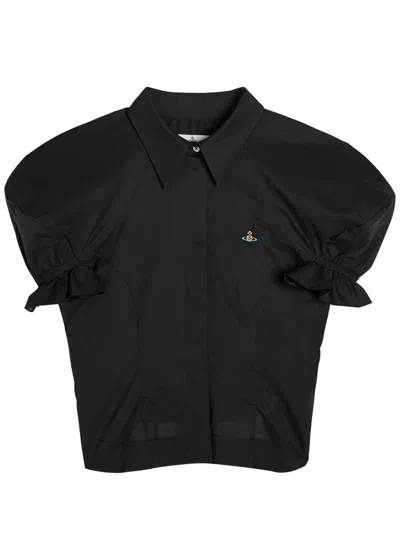 Vivienne Westwood Gexy Puff-sleeve Cotton Blouse In Black
