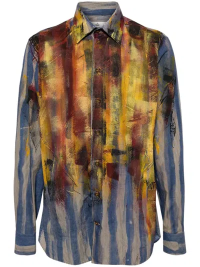 Vivienne Westwood Mens Multi Ghost Paint-splattered Cotton-poplin Shirt