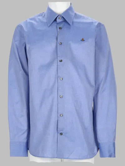 Vivienne Westwood Ghost Print Cotton Shirt For Men In Blue
