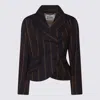 Vivienne Westwood Striped Blazer With Long Sleeves And Pockets In Brown