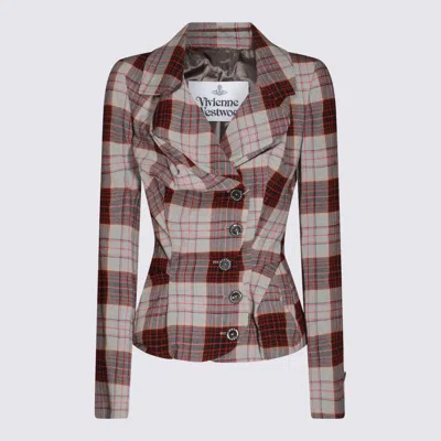 Vivienne Westwood Drunken Tailored Checked Wool Blazer In Multi