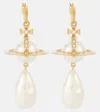 Vivienne Westwood Giant Pearl Drop Earrings In Ss23-gold / Creamrose Pearl