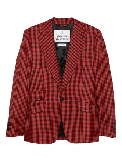 VIVIENNE WESTWOOD GINGHAM-CHECK SINGLE-BREASTED BLAZER