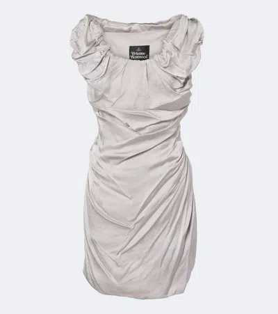 Vivienne Westwood Ginnie Gathered Satin Mini Dress In Silver