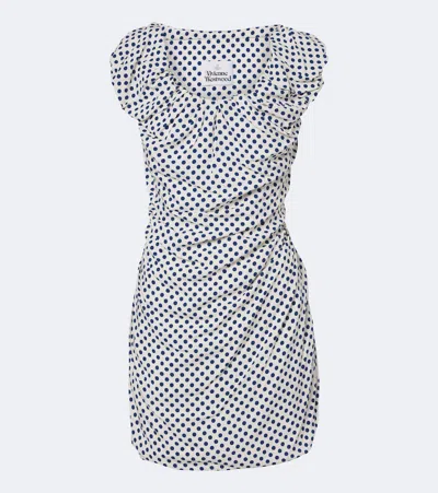 Vivienne Westwood Ginnie Amber Draped Polka-dot Minidress In Blue