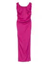 Vivienne Westwood Draped Knee Length Dress With Ruffled Neckline In Pink