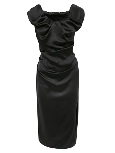 Vivienne Westwood Ginnie Amber Dress Charmeuse Satin Black 44 Women