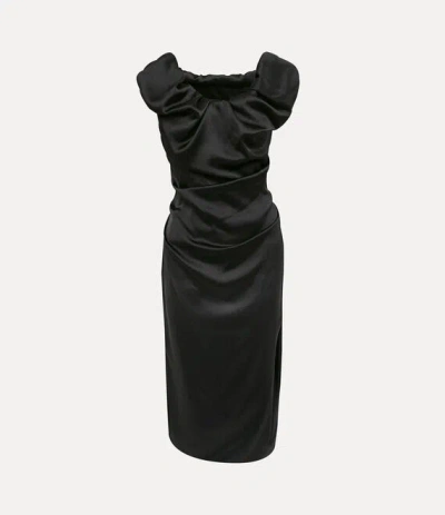 Vivienne Westwood Ginnie Amber Dress Charmeuse Satin Black 44 Women