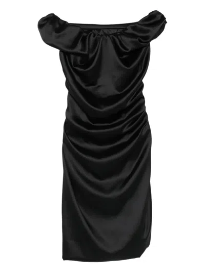 Vivienne Westwood Ginnie Amber Draped Satin Midi Dress In Black