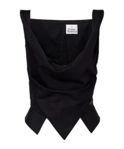 Vivienne Westwood Ginnie Draped Cotton Bustier In Black