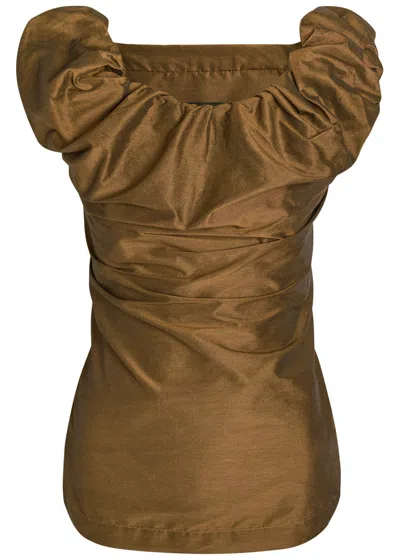 Vivienne Westwood Ginnie Draped Cotton-blend Top In Brown