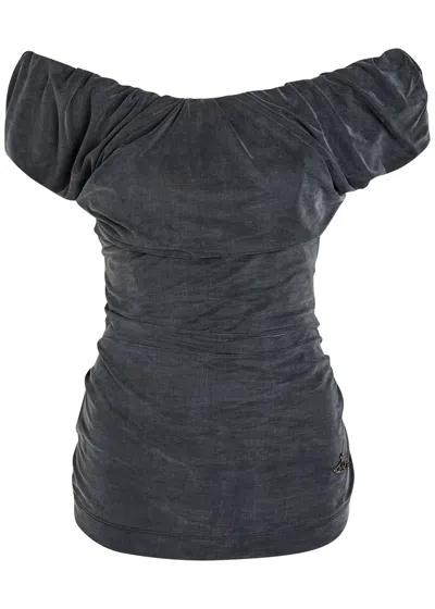 Vivienne Westwood Ginnie Draped Jersey Top In Gray