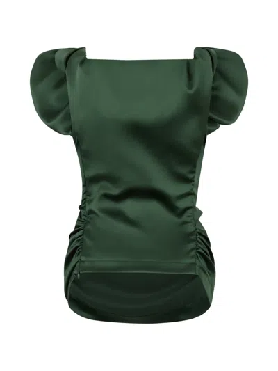 Vivienne Westwood Ginnie Gathered Puff-sleeve Blouse In Green