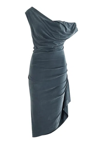 Vivienne Westwood Ginnie Gathered Washed Jersey Dress In Navy