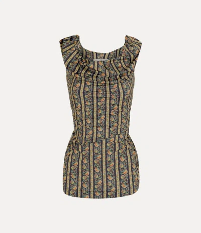 Vivienne Westwood Ginnie Jersey Top Print Technical Jrsy Floral Artwork L Women In Blue