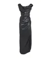 Vivienne Westwood Long Ginnie Pencil Dress Fluid Viscose Satin Black 40 Women In Black
