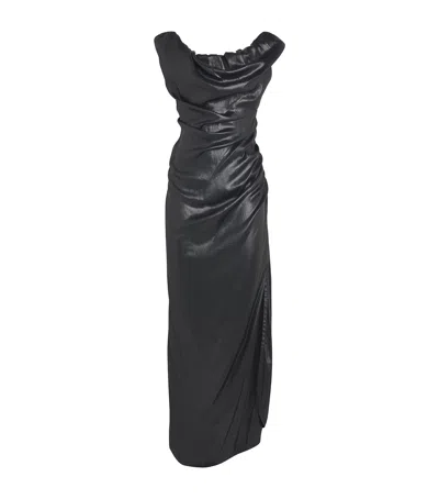 Vivienne Westwood Long Ginnie Pencil Dress Fluid Viscose Satin Black 40 Women