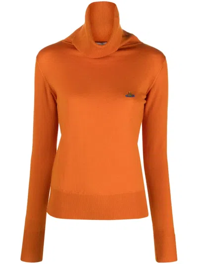 Vivienne Westwood Fitted Turtleneck Sweater With Ribbed Detailing In White