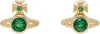 Vivienne Westwood Gold & Green London Orb Earrings In Ss25-r245