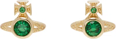 Vivienne Westwood Gold & Green London Orb Earrings In Ss25-r245
