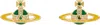 Vivienne Westwood Gold & Green Small Neo Bas Relief Earrings In Ss25-r855