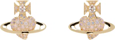 Vivienne Westwood Gold & Pink Agnatha Earrings In R784 Gold/milky Pi