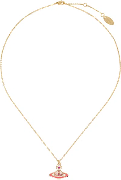 Vivienne Westwood Gold & Pink Concetta Bas Relief Pendant Necklace In R857 Gold/rose Peach