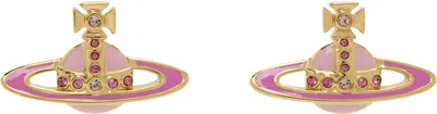 Vivienne Westwood Gold & Pink Small Neo Bas Relief Earrings In R839 Gold/vintage Ro