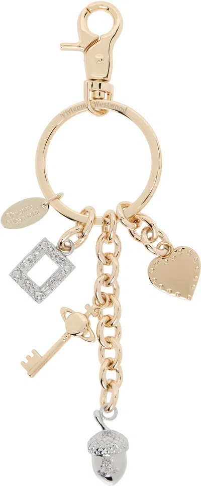 Vivienne Westwood Gold & Silver Multi Charm Keychain In R401 Gold