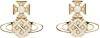 VIVIENNE WESTWOOD GOLD & WHITE CASSIE BAS RELIEF EARRINGS