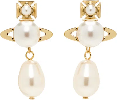 Vivienne Westwood Gold & White Inass Earrings