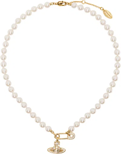 Vivienne Westwood Gold & White Lucrece Faux-pearl Necklace In R233 Gold Light Crea