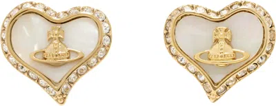 Vivienne Westwood Gold & White Petra Earrings In R782 Gold/white Pe