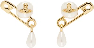 Vivienne Westwood Gold Claude Small Stud Earrings In R107 Gold/creamros