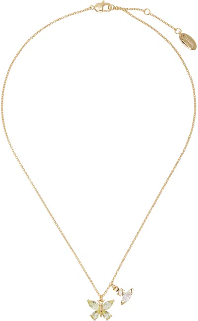Vivienne Westwood Gold Elianne Pendant Necklace In R750 Gold/white Cz/l