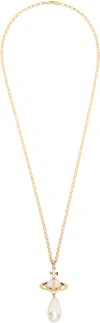 Vivienne Westwood Gold Giant Pearl Drop Pendant Necklace In Ss23-r107