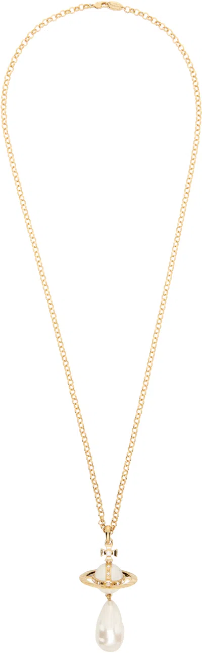 Vivienne Westwood Gold Giant Pearl Drop Pendant Necklace In Ss23-r107