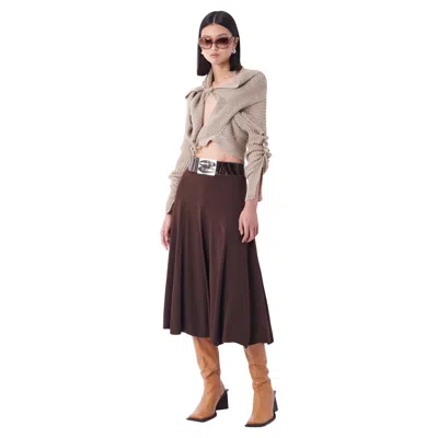 Pre-owned Vivienne Westwood Gold Label Vintage Asymmetric Beige Linen Multi-wear Cardigan In Brown