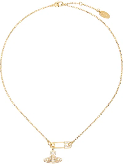 Vivienne Westwood Gold Lucrece Pendant Necklace In R102 Gold White Cz